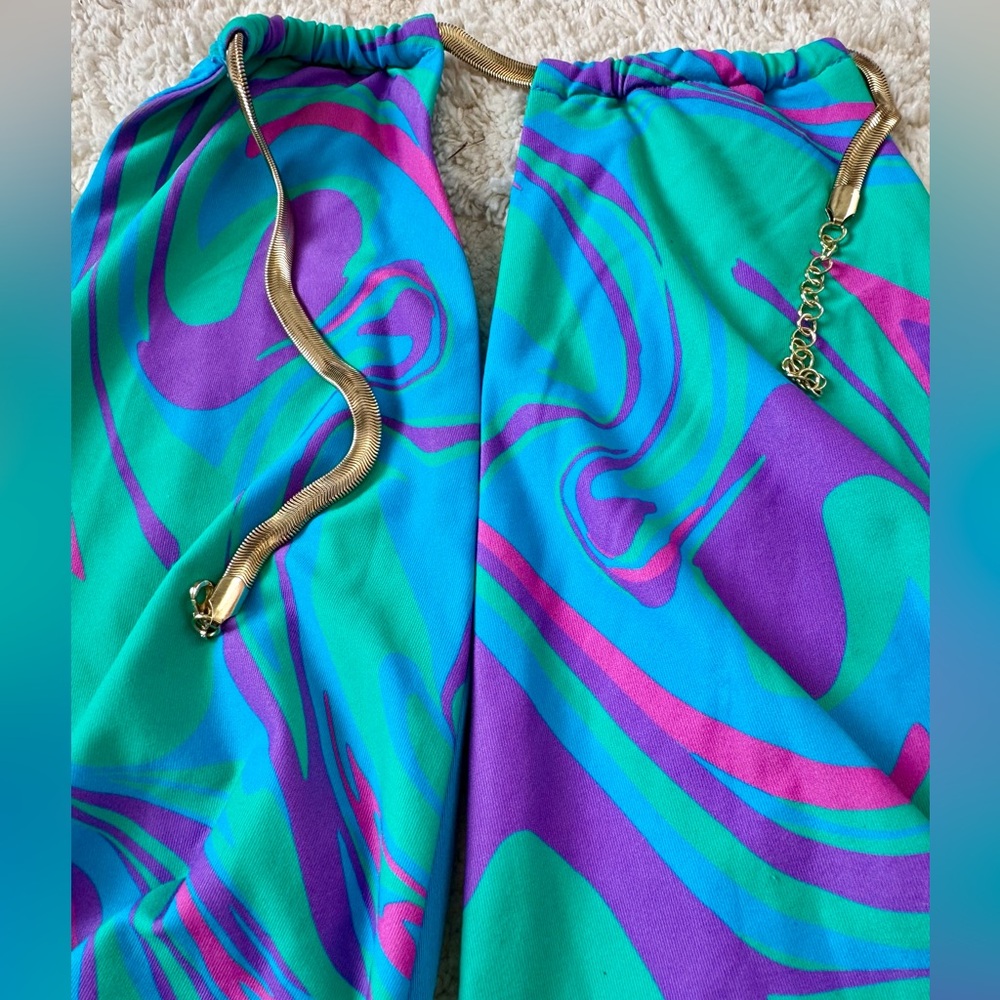 NWOT WeWoreWhat Snake Chain Necklace Plunging Halter One Piece Swimsuit, Medium - Picture 8 of 10